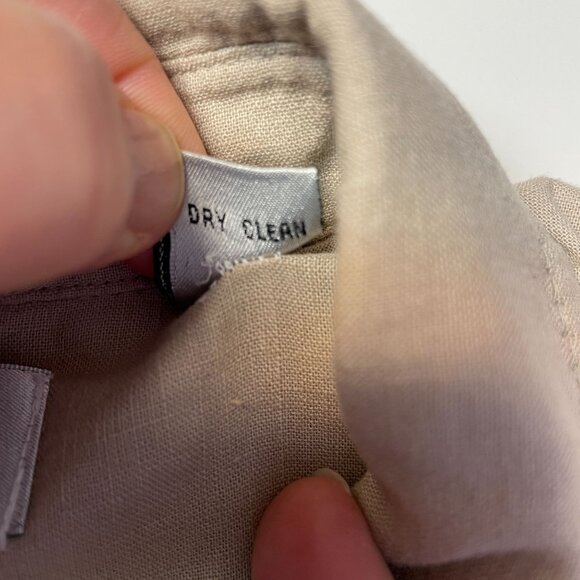 Vintage Womens Linen Blend Button Up Top Size 14 Beige Neutral Capsule Preppy - Picture 11 of 12